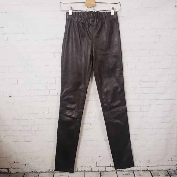 Joseph Designer 100% Lambskin Lamb Leather Pants Size FR 38 US 6 Dark Brown - Picture 1 of 11